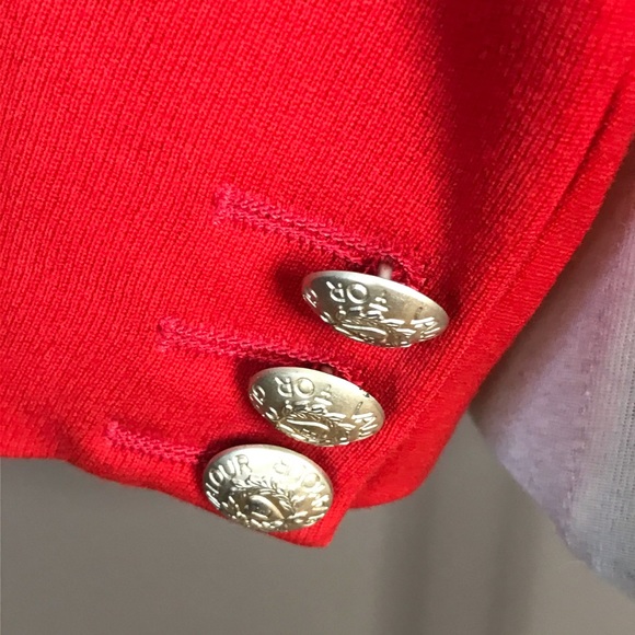 VTG Escada Margaretha Ley Red Blazer Gold Buttons - Picture 5 of 8